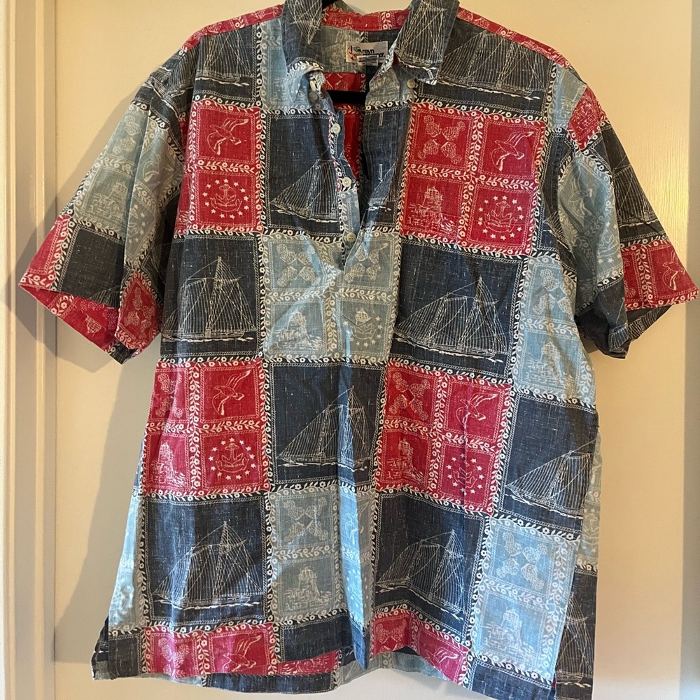 Vintage red and blue reyn spooner Hawaiian shirt size L
